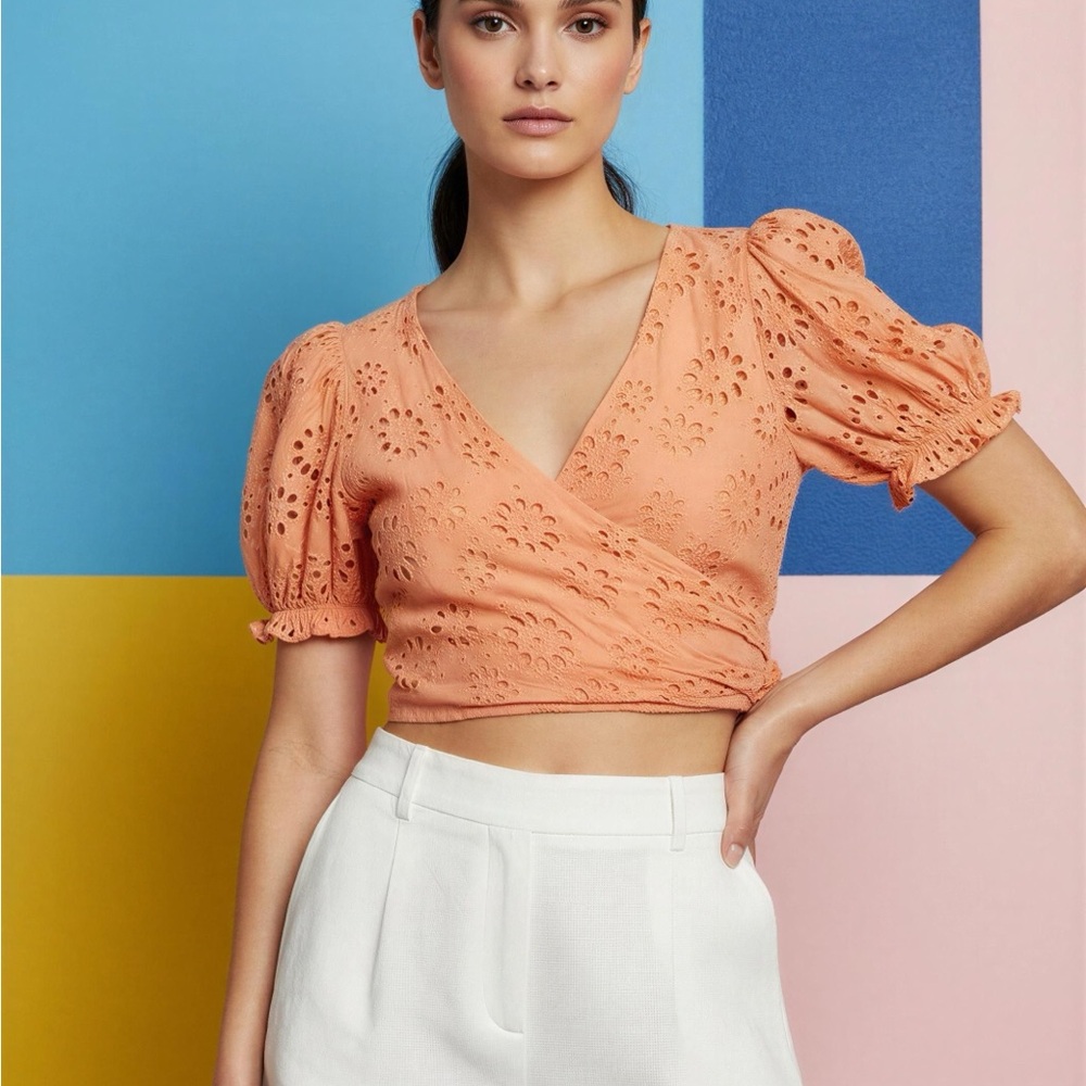 Lovers + Friends Tie-dye Eyelet Wrap Crop Top